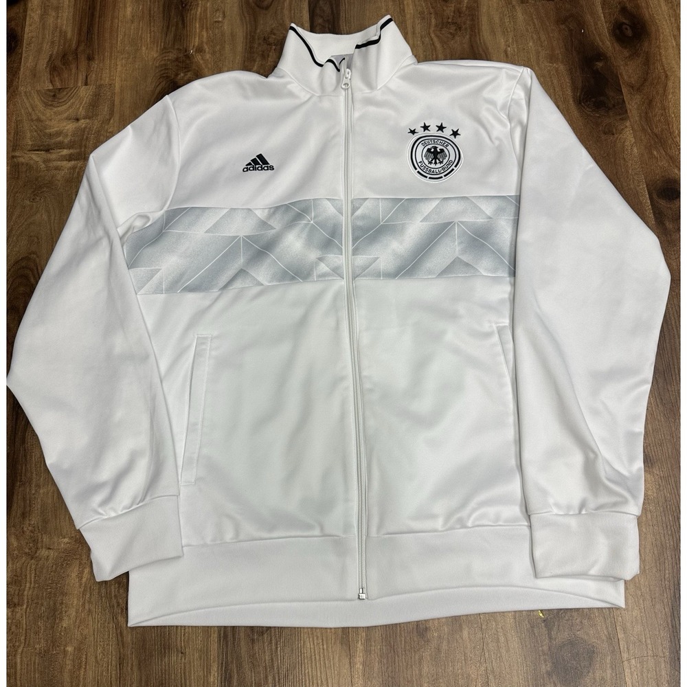 Adidas Deutscher Fussball-Bund Germany Soccer White Full Zip Track Jacket XL